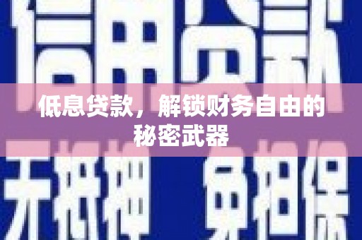 苓雅低息贷款，解锁财务自由的秘密武器
