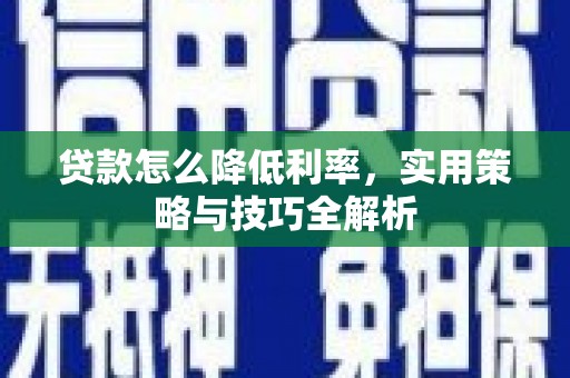 苓雅贷款怎么降低利率，实用策略与技巧全解析