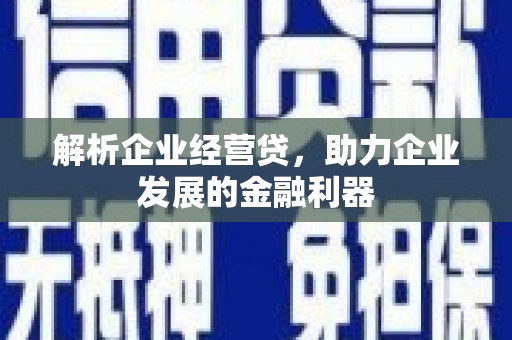 苓雅解析企业经营贷，助力企业发展的金融利器