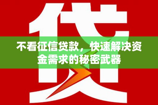 苓雅不看征信贷款，快速解决资金需求的秘密武器