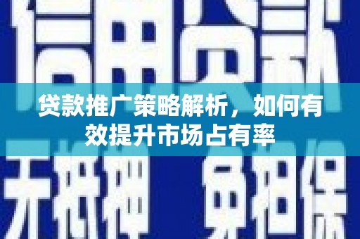 苓雅贷款推广策略解析，如何有效提升市场占有率