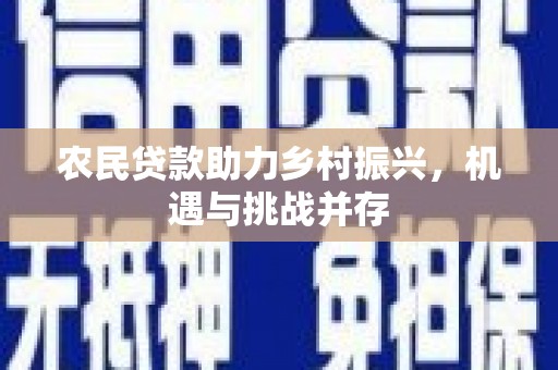 苓雅农民贷款助力乡村振兴，机遇与挑战并存