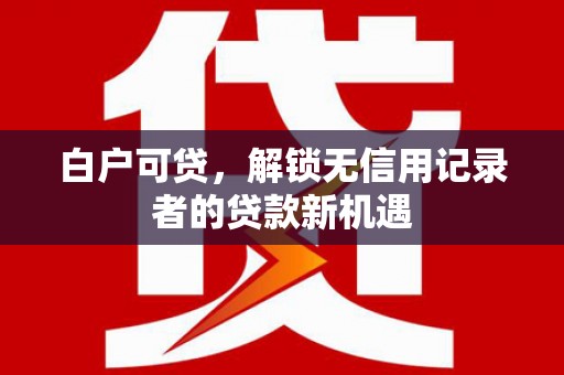 苓雅白户可贷，解锁无信用记录者的贷款新机遇