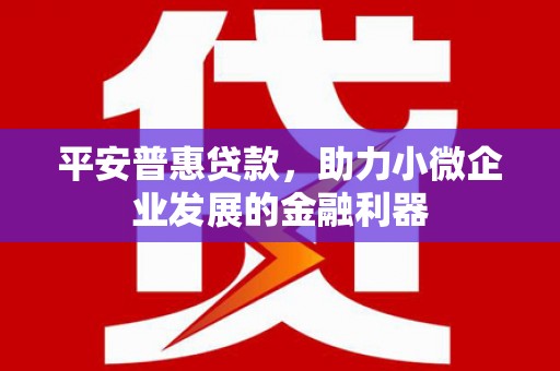 苓雅平安普惠贷款，助力小微企业发展的金融利器